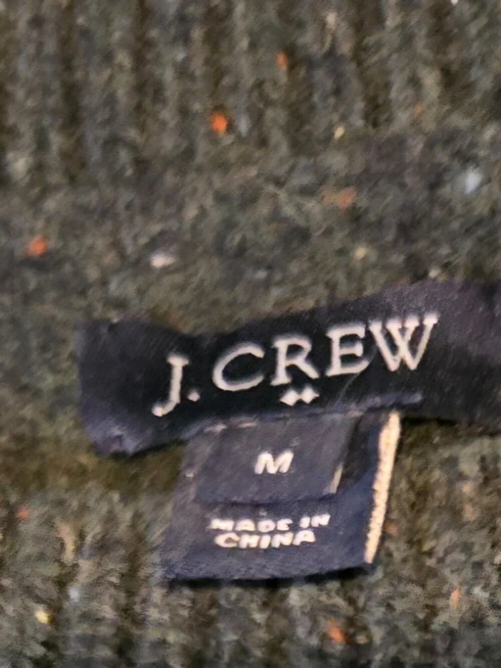 J.Crew Men's Size M Dark Green Lambs Wool Donegal Sweater Elbow Patches